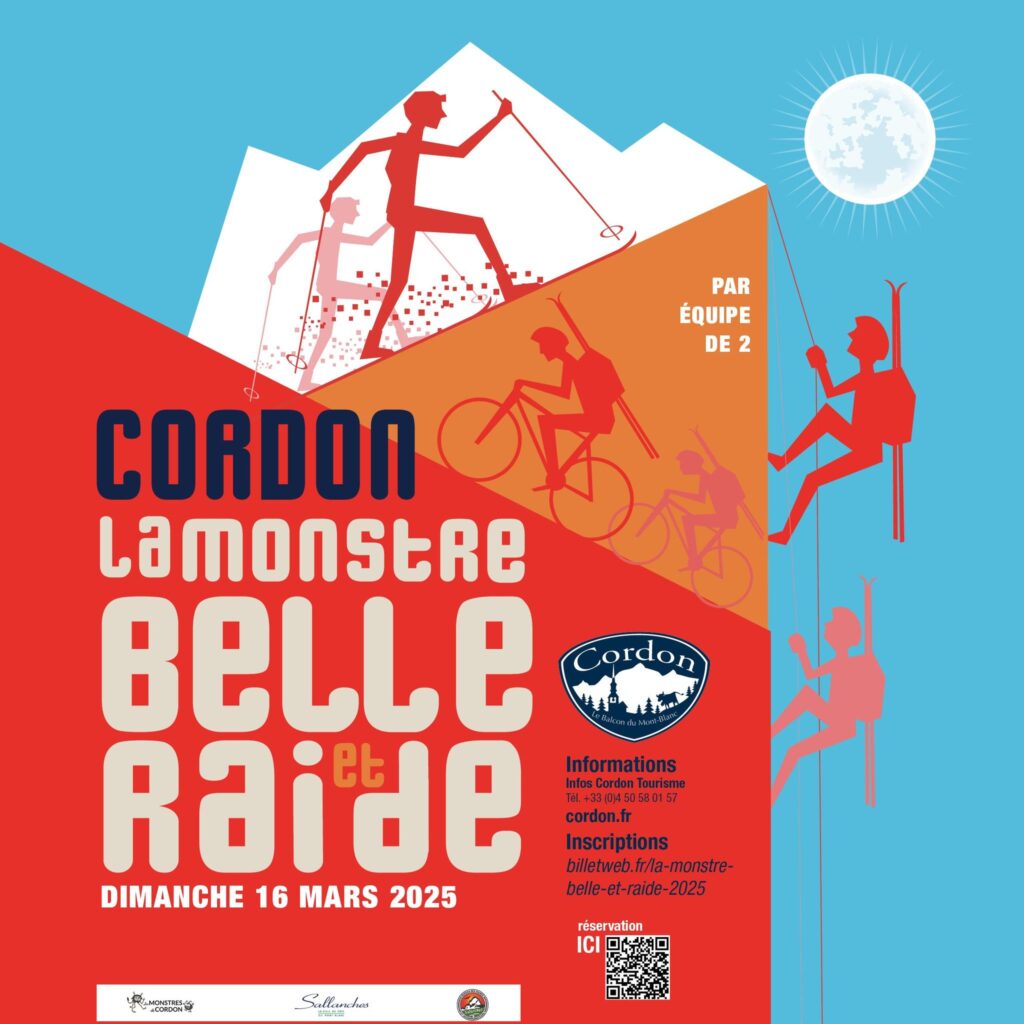 Monstre belle et raide cordon vélo ski affiche 2025